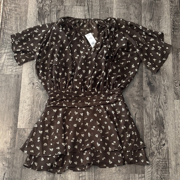 Abercrombie & Fitch Dresses & Skirts - Abercrombie and Fitch Dress - Brown with Ivory Floral Pattern - Size MP